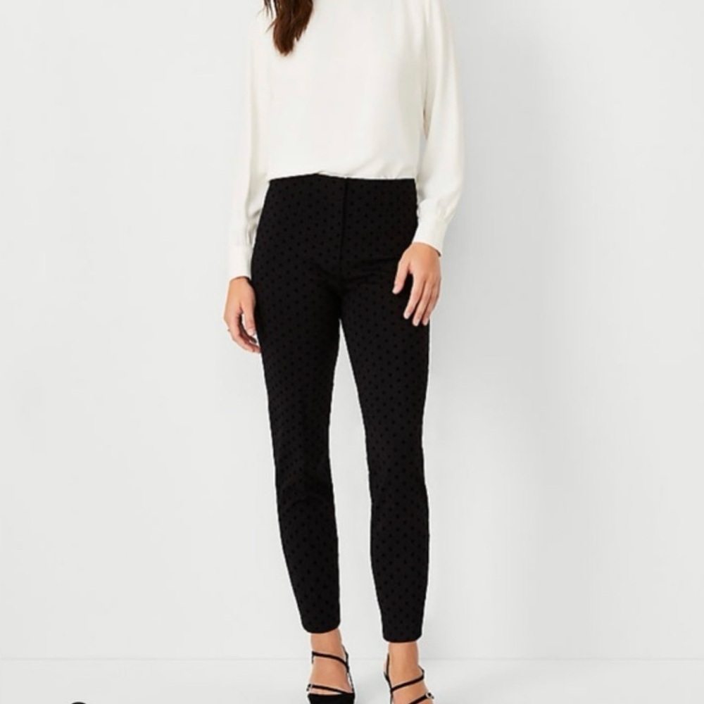 Ann Taylor Slim Ankle Polka Dot Velvet Pants Size 4